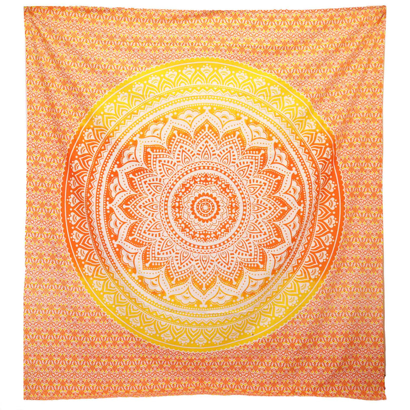 Wandteppich, Ritualtuch, Wandbehang - Mandala Umrao - Orange - 212x193 cm