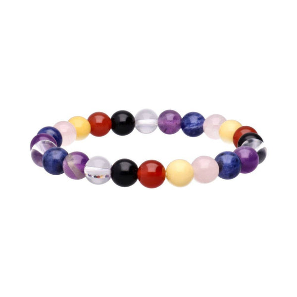 Mix Chakras bracelet, smooth ball, 8 mm