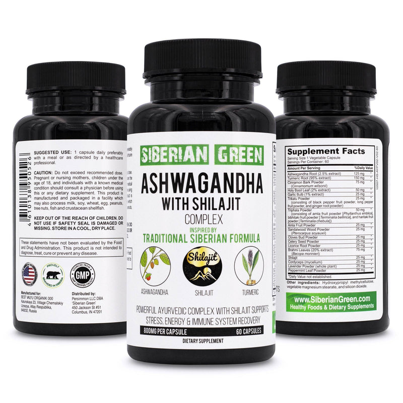 Ashwagandha mit Altai Shilajit & Kurkuma Ayurvedic Complex 60 Kapseln