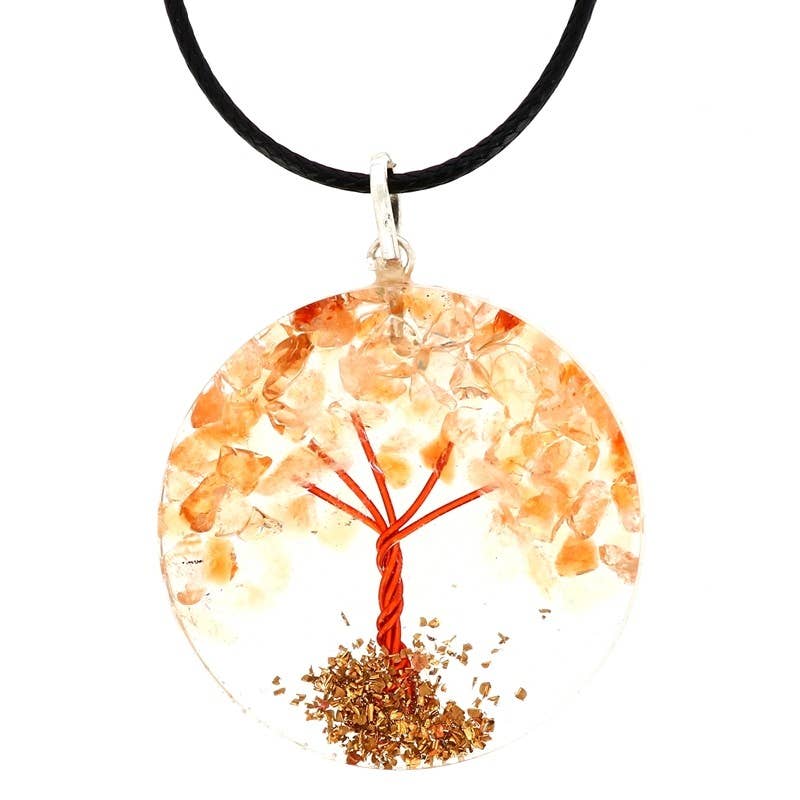 Artisans de Madagascar - Citrin-Anhänger „Baum des Lebens“ aus Orgonit, 3,5 cm