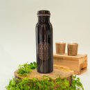 Reine Kupferwasserflasche Blume des Lebens Antik – 950 ml | Handgefertigte Ayurveda Kupferflasche