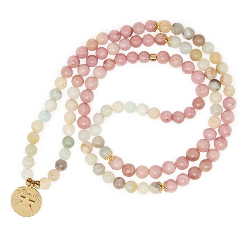 KARMA YOGA SHOP - Mala „Ocean“ Armband aus Amazonit & Rhodochrosit