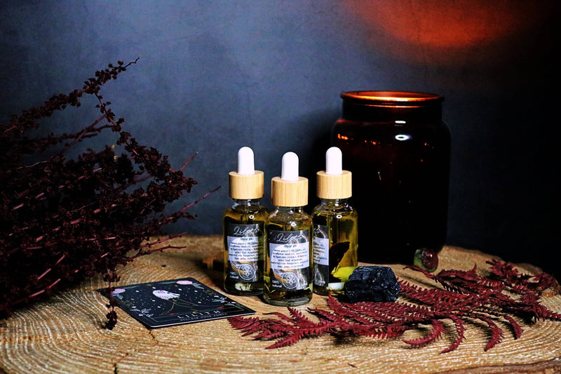 Divine feminine ritual with crystals in Lilith Oil