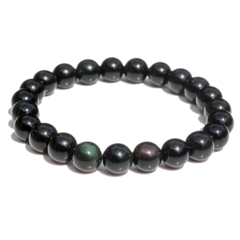 Artisans de Madagascar - Obsidian-Armband mit Himmelsaugen, 8 mm Perlen