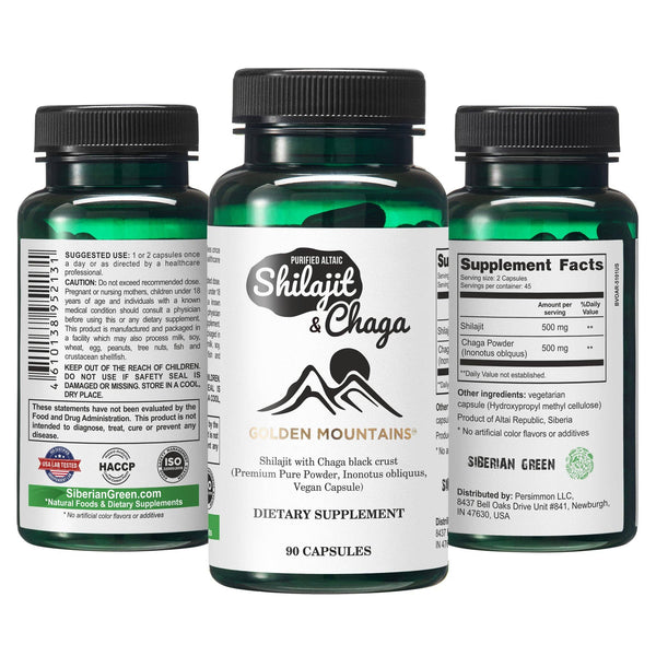 SiberianGreen - Shilajit & Chaga Kapseln – Ein natürlicher Booster zur Steigerung der Immunität & Energiekapsel