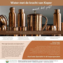 Reine Kupferwasserflasche Curve Gehämmert ± 950 ml – Handgefertigte Ayurveda Kupferflasche