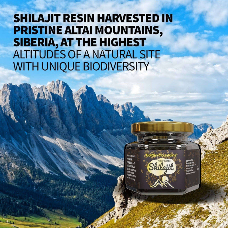 Golden Mountains Shilajit-Harz, hochwertiges, reines, authentisches Siber