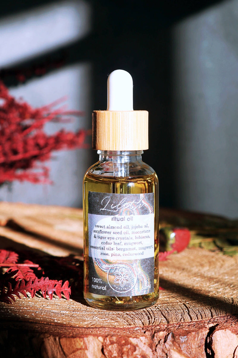 Divine feminine ritual with crystals in Lilith Oil