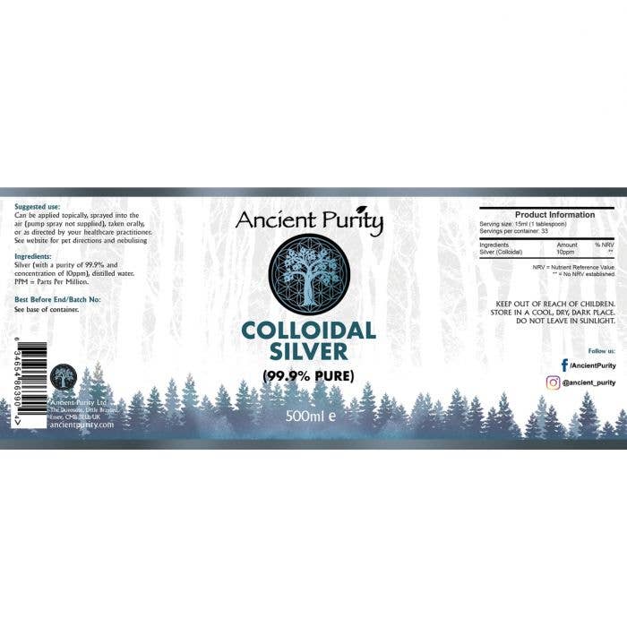 Ancient Purity - Kolloidales Silber - 500 ml | 10-20 PPM | Hohe Stabilität | 99,9%