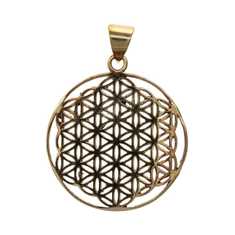 Flower of Life large round bronze pendant