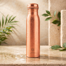 Kupferwasserflasche 1 Liter von Ayurveda Specialist B.V. mit schwerer Ausführung, glänzendes Kupfer, robustes Design, 450 g.