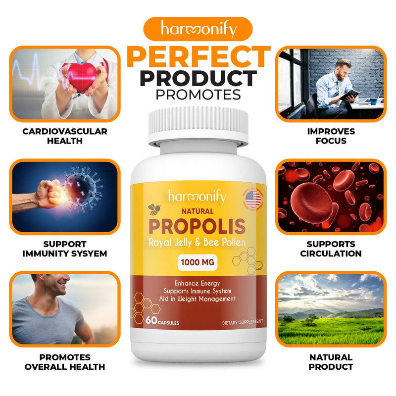 Natürliches Propolis, Royal Jelly Bee 1000 mg zur Unterstützung des Immunsystems