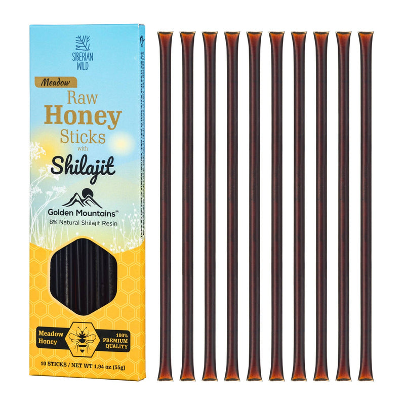 SiberianGreen - Honigstäbchen mit 8% Shilajit – Pure Energie und Ernährung für unterwegs