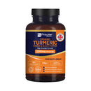  Eine Flasche des Nahrungsergänzungsmittels Prowise Organic Turmeric, Ginger & Black Pepper, beschriftet als Hochwirksame Formel mit 2280mg pro Portion, mit 180 veganen Kapseln (158 ge, und dem Hinweis Made in UK und gentechnikfrei zu sein.