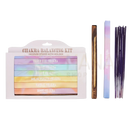 Pastell bunte chakra räucherstäbchen im räucherstäbchen set mit holzhalter und gradient packaging zur reinigung und harmonie