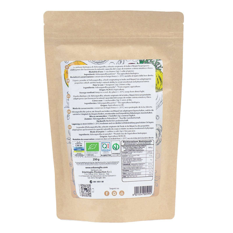 Bio-Ashwagandha-Pulver 250g - Stress, Ausdauer, Schlaf