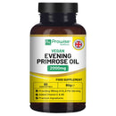 Die Vorderseite einer Prowise Vegan Evening Primrose Oil Flasche, die 2000mg Öl pro Portion, 60 vegane Softgels und 180mg GLA pro Portion hervorhebt. Ein "Formulated in UK"-Siegel ist ebenfalls sichtbar.
