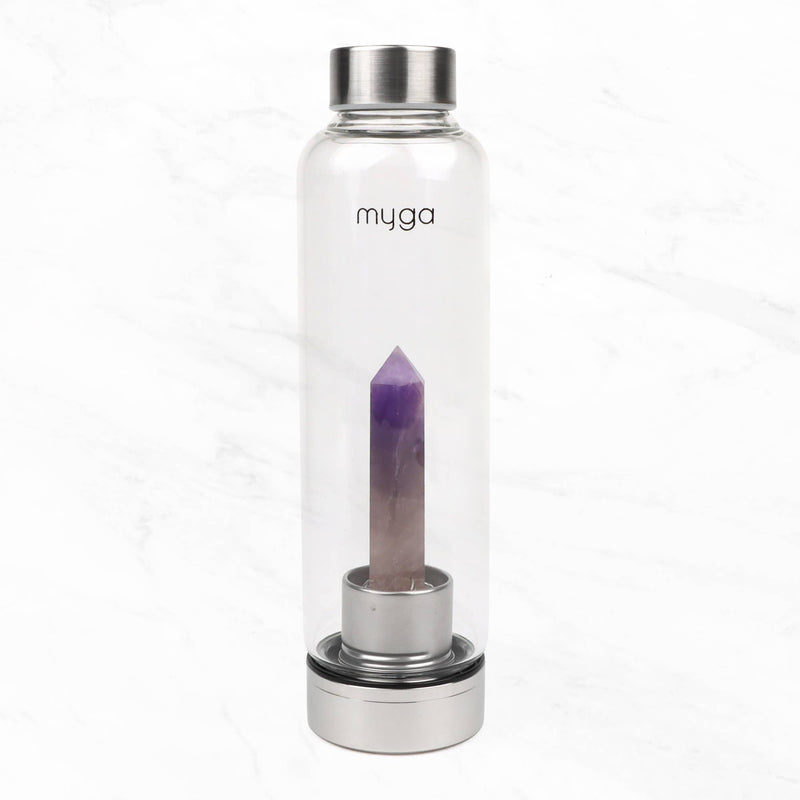 Wasserflasche aus Amethyst-Kristallglas