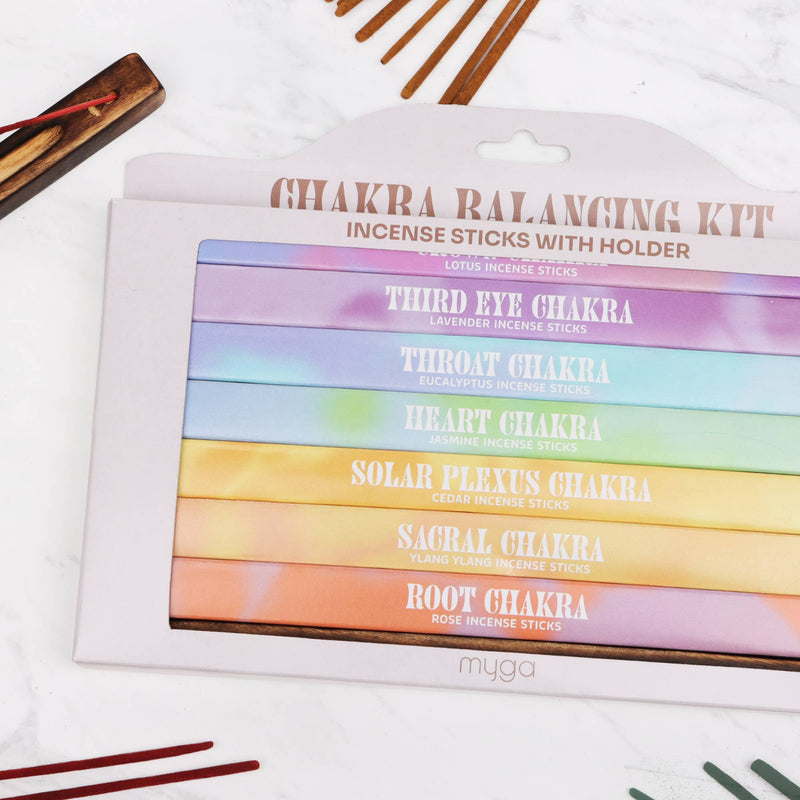 7 Chakra Räucherwerk mit Holzhalter – Reinigung, Harmonie & Achtsamkeit