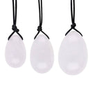 Yoni Egg Set made of white quartz with hole