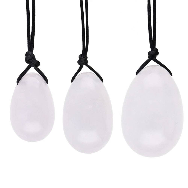 Yoni Egg Set made of white quartz with hole