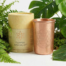 Reiner Kupferbecher mit Deckel Flower of Life Matt – 300 ml | Traditionelles Ayurveda Trinkgefäß