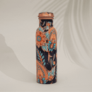 Ayurveda Specialist BV - Pure copper water bottle with floral pattern ± 750 ml/290 g.