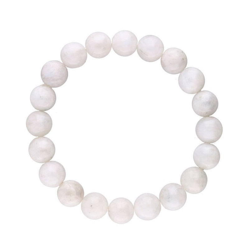 Moonstone bracelet with smooth ball shape, 10 mm