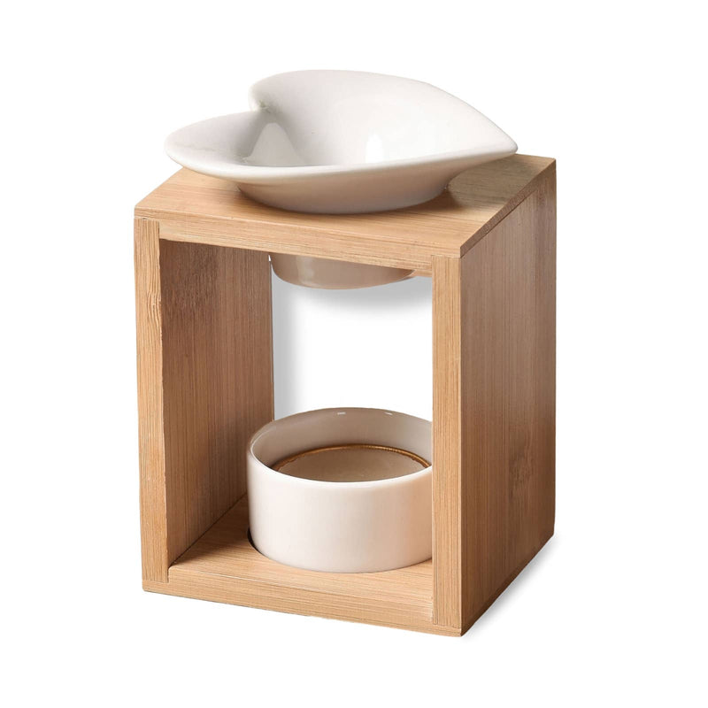 Zen'Arome - Fondoir à cire parfumée - Bougeoir en céramique et bambou