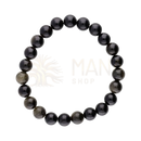 8 mm goldenes obsidian armband mit schwarzen kugeln und subtilen grauen einschlüssen für mana shop image to zoom