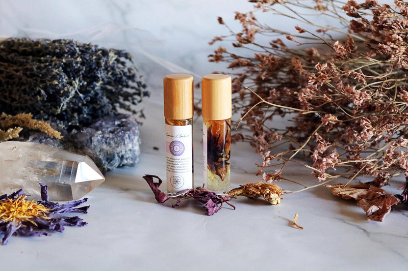 Crown Chakra Meditationsöl mit Kristall- und Lotusaufguss