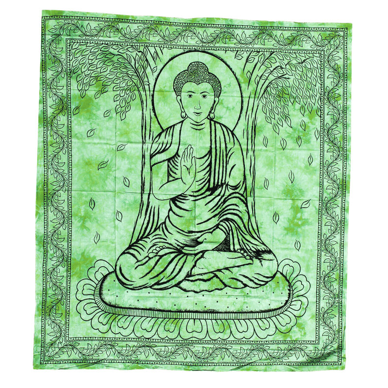 Tenture murale en tissu rituel « Sérénité du Bouddha » en coton 200x220cm