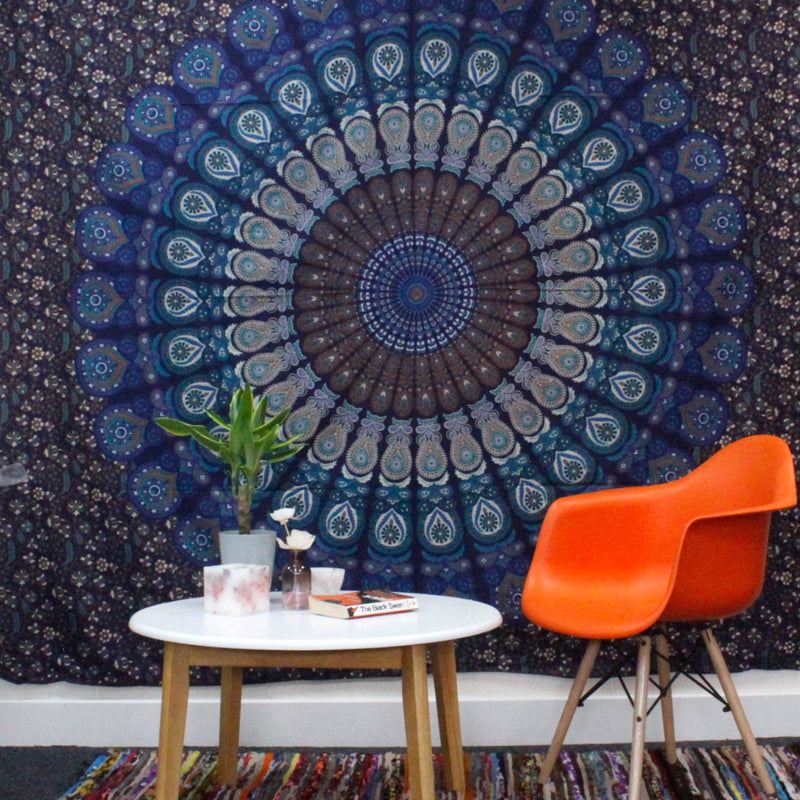 Doppelbettdecke, Ritualtuch, Wandbehang aus Baumwolle - Mandala Classic 230 cm x 200 cm