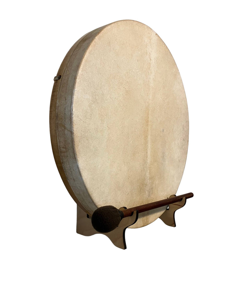 Tambour chamanique traditionnel sur cadre en bois de mûrier et peau de chèvre biologique pour la méditation