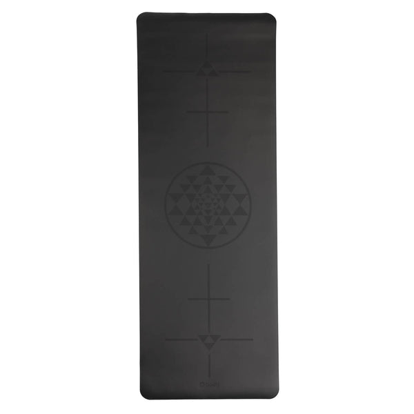 PHOENIX Yogamatte Schwarz – Ausrichtungs-Matte mit Yantra für Präzision & innere Zentrierung