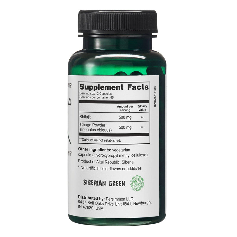 SiberianGreen - Shilajit & Chaga Kapseln – Ein natürlicher Booster zur Steigerung der Immunität & Energiekapsel