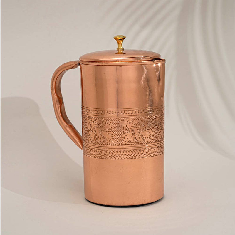 Ayurveda Specialist B.V. - Reine Kupferkanne Blumenmuster - 1,5 Liter