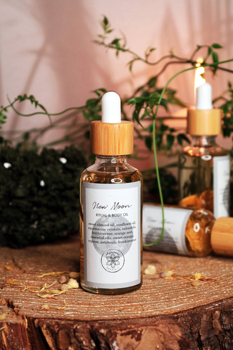 Ayamani Naturals - New Moon Ritual Körperöl mit kristallinfundierten Ölen