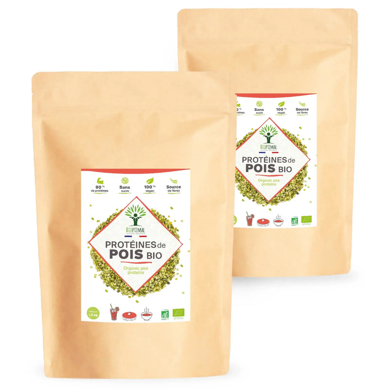 Organic pea protein powder — packaged in France