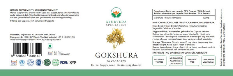 Ayurveda Specialist B.V. – Gokshura 500 mg Kapseln