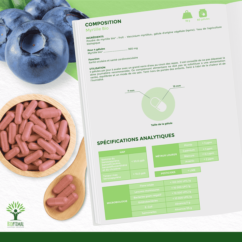 Organic Blueberry – Food supplement in capsules to support eye health