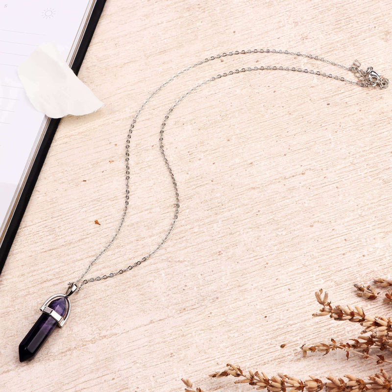 Collier plaqué argent — pendentif en agate violette