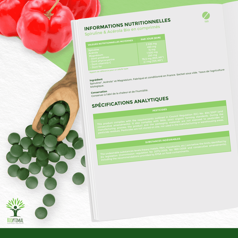 Spiruline et vitamine C bio – en comprimés pour plus d'énergie et de bien-être