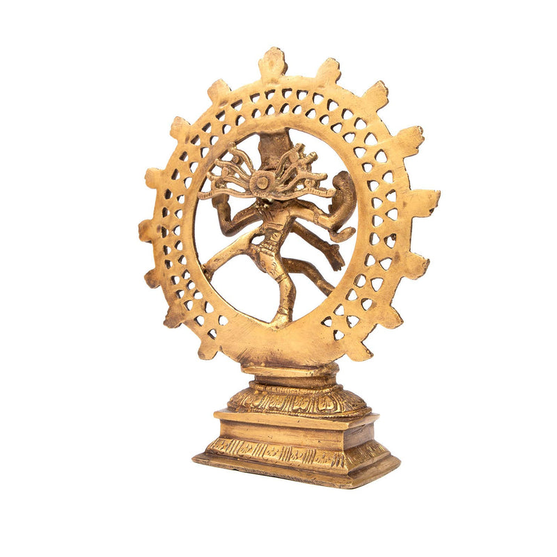 Gold-colored Shiva Nataraj figure made of brass, approx. 23 cm, golden yellow