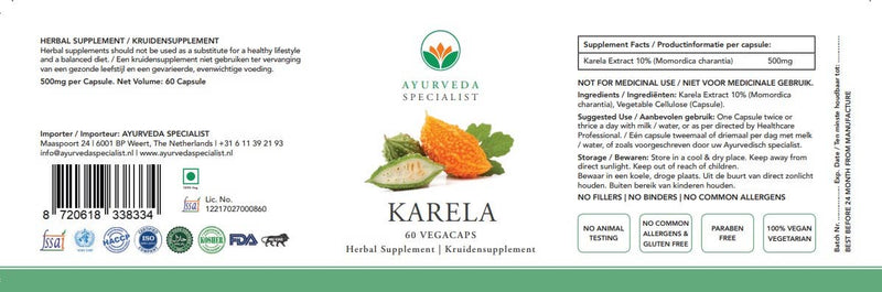 Ayurveda Specialist B.V. - Karela - 60 Vegakapseln