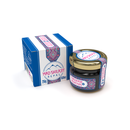 Ein 25g-Glas und die passende blaue Schachtel Mad Shilajit Nepal mit goldenem Deckel.