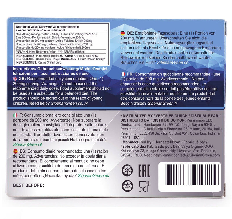 SiberianGreen - Altaic Pure Shilajit Blue Mountains „MUMIJO“, 120 Stück (2 x 60 Stück)