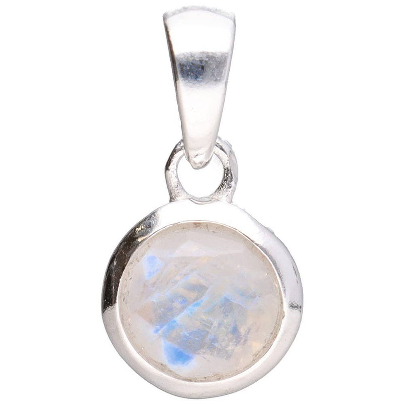 Pendant Stone Moon Moonstone with faceted circle made of silver by Law 925