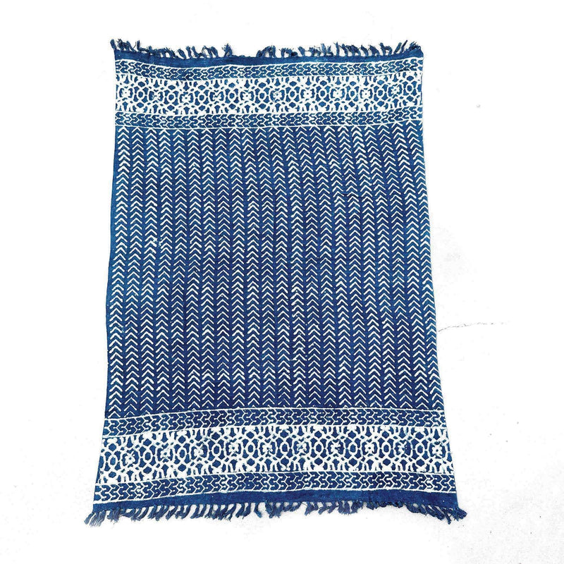 Handgefertigte Indigo-Decke, 170 x 120 cm, Seedha Arrows