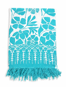 Laguneblüte Lunghi Sarong Pareo Hamamtuch von Mana Shop, 160x115cm, mit blumigem Muster, zum Bedecken oder als Strandtuch.